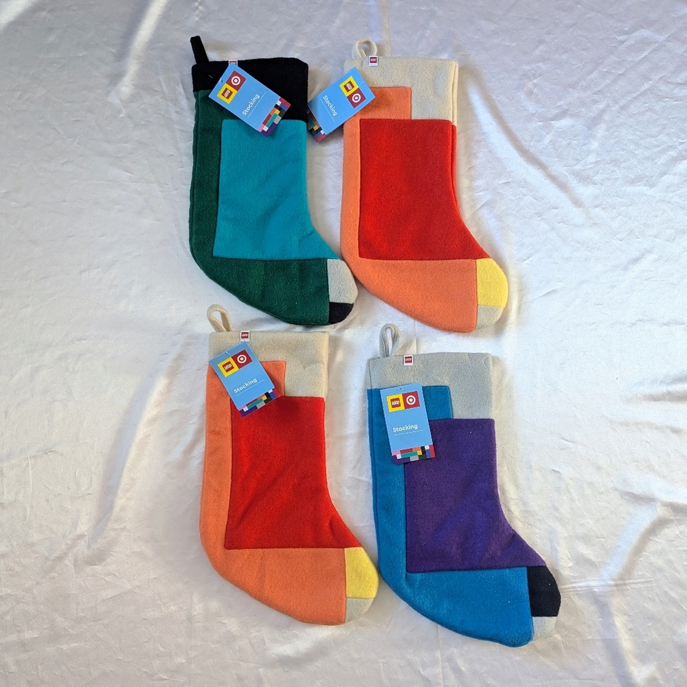 Lego Colorful Holiday Stockings 20in x 7.25in Set of‎ 4